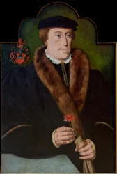 Portrait of a Man Holding a Carnation and a Glove
